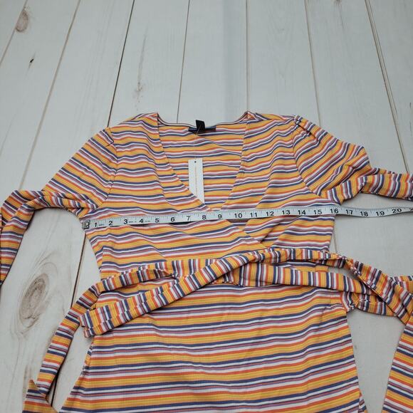Modcloth NWT striped wrap rainbow long sleeve top betting on myself - Picture 4 of 7
